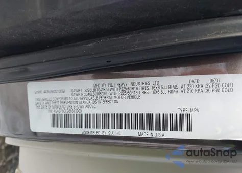 2008 Subaru Outback from USA, damaged, VIN 4S4BP60C986313909
